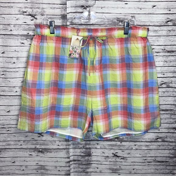 Johnny Was Delacey Plaid Paperbag Shorts - Picture 1 of 10